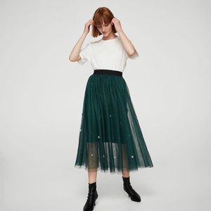 Mango Tulle Midi Skirt
